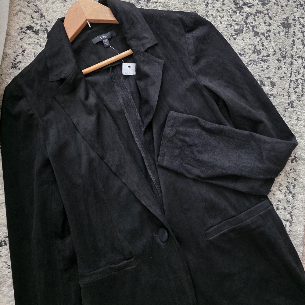 Drew Faux Suede One Button Blazer Womens XS Gothic City Western Chic Nwt